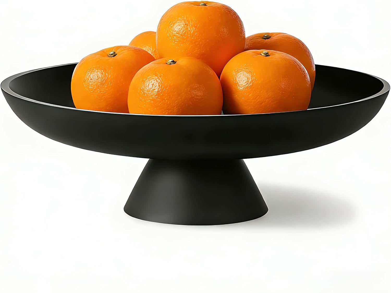 Large Fruit Bowl for Kitchen Counter, Concrete Decorative Bowl for Home Decor, Modern Key Bowl for Entryway Table (Black)