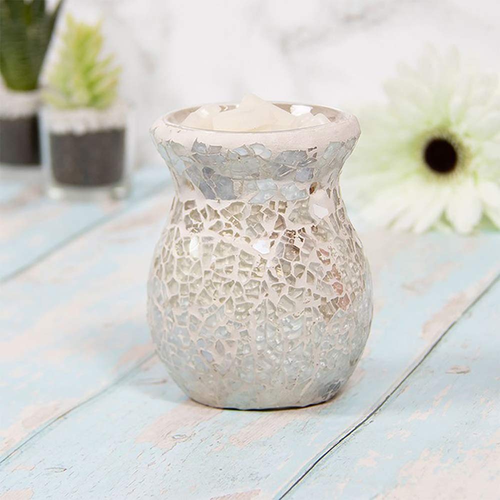Lesser & Pavey White - Desire Aroma - Glass Wax Melt & Oil Warmer - Mosaic Pearl Design - Small 11Cm High - Single Item
