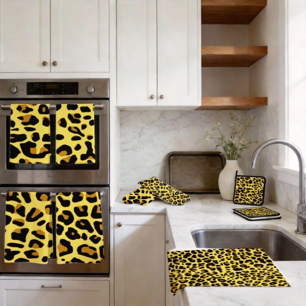 9PCS Leopard Print 14 Cucina Decor e Accessori Set