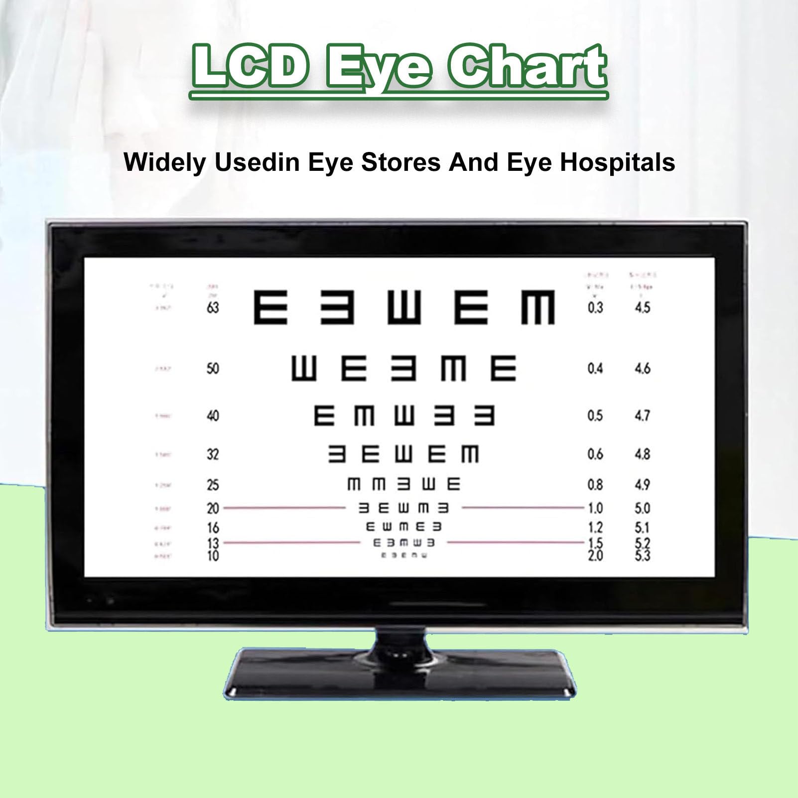 Tableau d'acuité visuelle numérique, Tableau de Test oculaire LCD, Moniteur Optique LCD ophtalmique, Distance de Test réglable de 1 à 6 m, pour Usage Professionnel en optométrie 21.5in