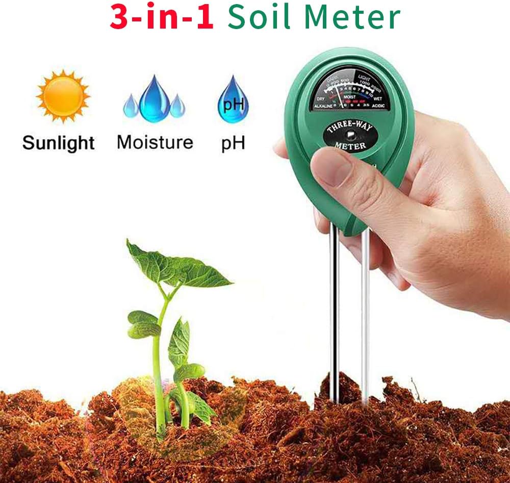 Vistefly Soil Tester, Soil pH Meter,Sunlight,Moisture, 3 in 1 Soil Test Kit, Gardening Tools for Gardens, Vegetable Plots, Lawns, Plants,for Indoor&Outdoor Plant Care (no Battery Required)