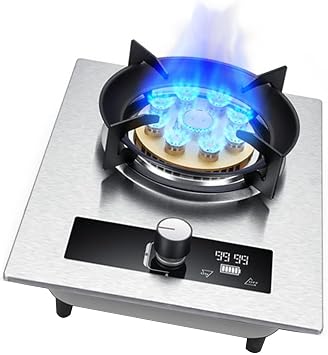 Gas Stove,Suitable for Home and Commercial Use,Timerable Burner,with Protection Lock and Flameout Protection,NG/LPG Heat Load 5.2KW/17742.4BTU Color LPG, 54768