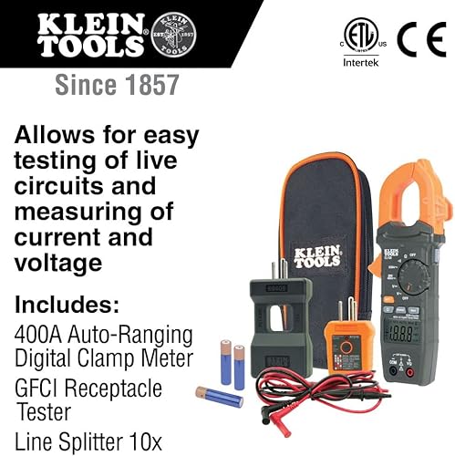 Miniatura 3 de Klein Tools Kit de prueba eléctrica con medidor de abrazadera, probador GFCI, divisor de línea, colgador magnético y accesorios