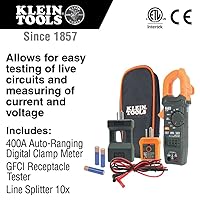 Vista 3 de Klein Tools Kit de prueba eléctrica con medidor de abrazadera, probador GFCI, divisor de línea, colgador magnético y accesorios
