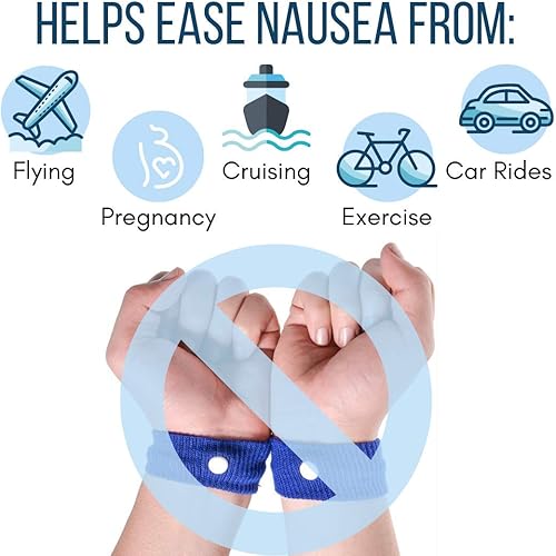 Miniatura 2 de Pulsera antináuseas, alivio para mareos por movimiento y náuseas matutinas, pulsera de acupresión, ayuda al mareo, enfermedad del automóvil,