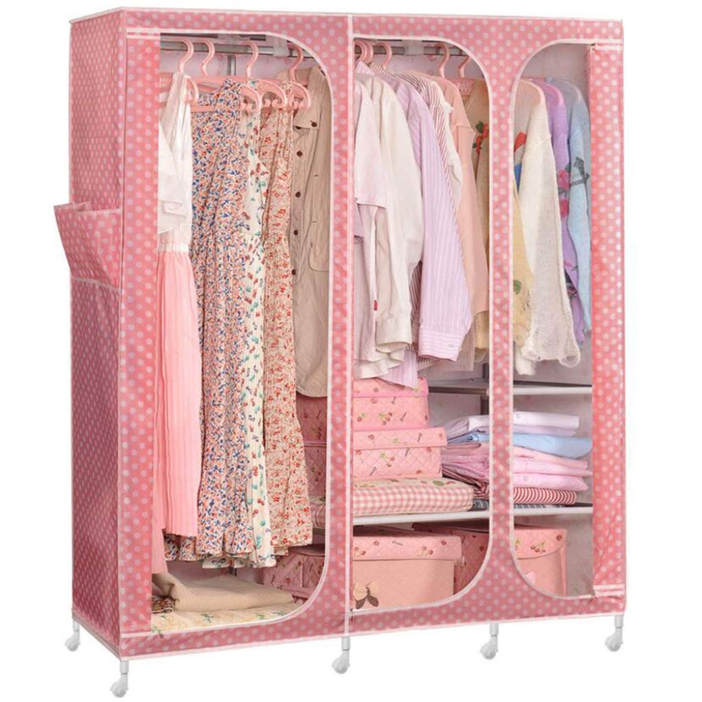 Armoire en tissu portable violette penderie vêtement et organisateur de rangement PinkA1 W