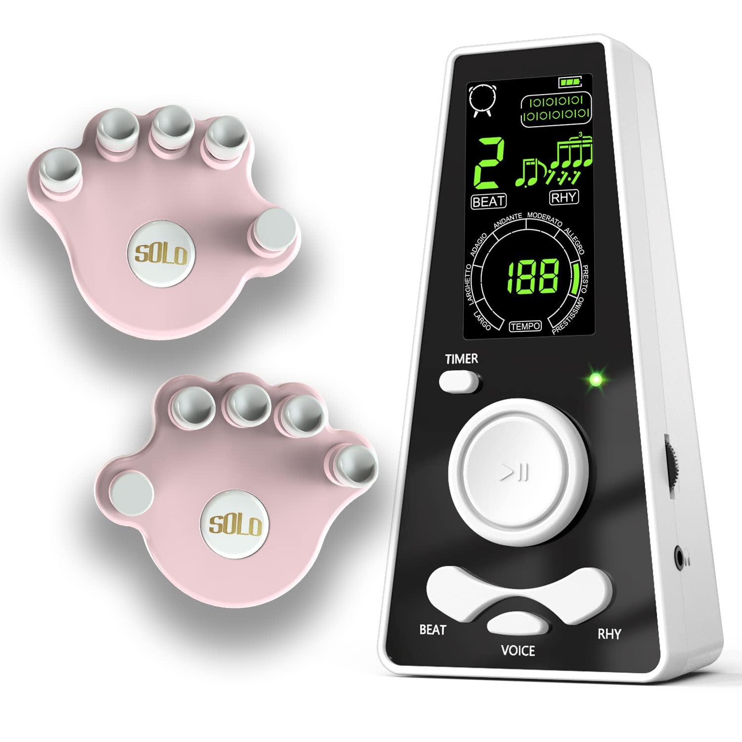 Electronic Metronome, Universal Metronome for Piano, Guitar, Violin and Other Instruments + Finger Strengthener Piano Finger Trainers