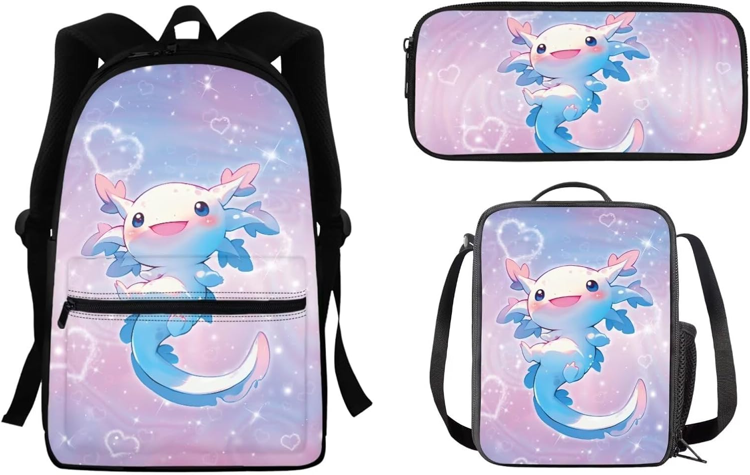 AFPANQZ Wolf Butterfly Design School Backpack Rucksack Mulit Functional Daypack + Cooler Lunch Bags Insulated Heat Lunch Box + Pencil Case