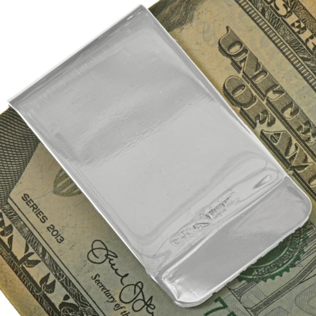 Alltribes Navajo Turquoise Coral Silver Money Clip Native American Sterling Hammered Fan Design on Silver Clamp 3769