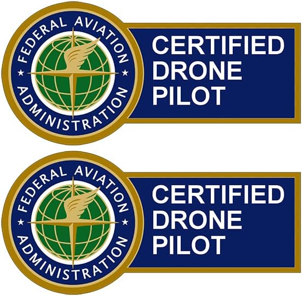 2-Pack: Certified Drone Pilot Stickers (FAA Vinyl Fly Decals Set Federal Aviation (2 x 4 inch)