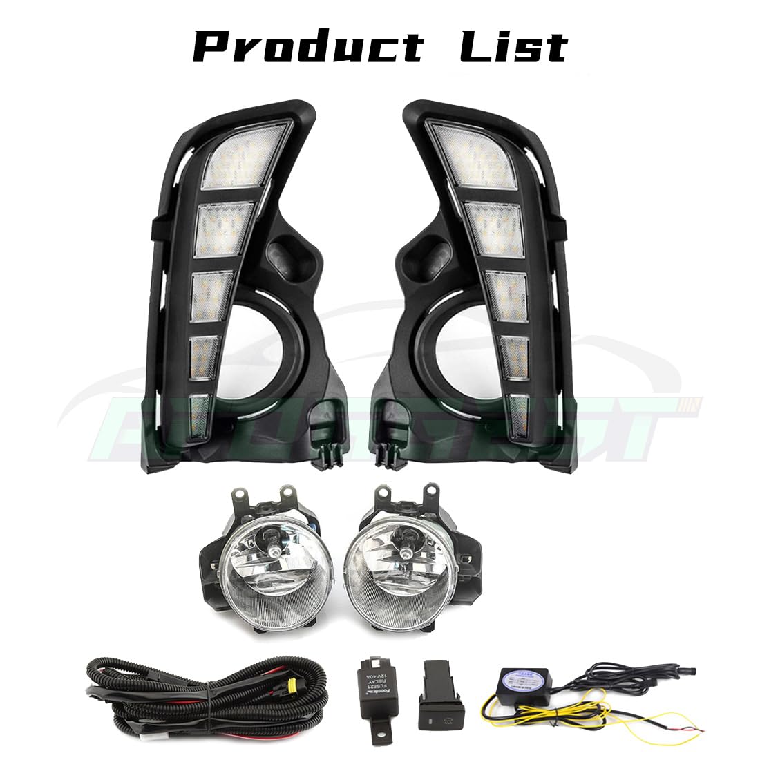 AFOGGEST Daytime Running Light For Toyota Highlander 2017 2018 2019 Fog Light Kit with Halogen Lamp Bulb LED DRL with Wiring Harness