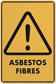 Btbaspa Caution Asbestos Fibres Sign - 12x8 inch UV Ink Printed Aluminum Outdoor Sign, for Renovation Sites & Facilities, Christmas Health Hazard Prevention, House & Business Indoor/Outdoor Use