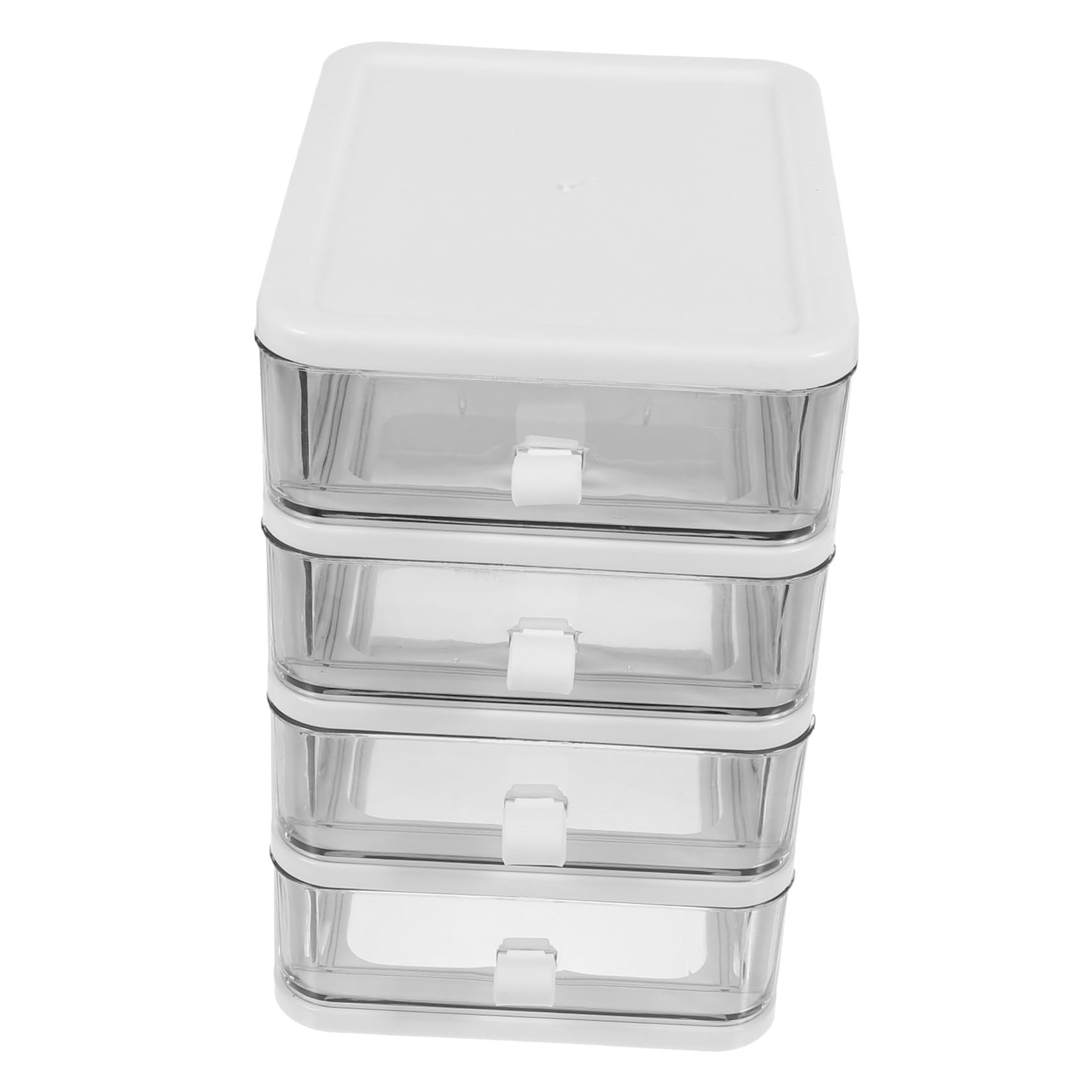 LABRIMP Organizador De Cajones Transparente Pequeño Para Escritorio 4 Capas, Caja De Almacenamiento De Plástico Resistente, Organizador De Papelería y Maquillaje, Compacto Para Uso Doméstico y Oficina