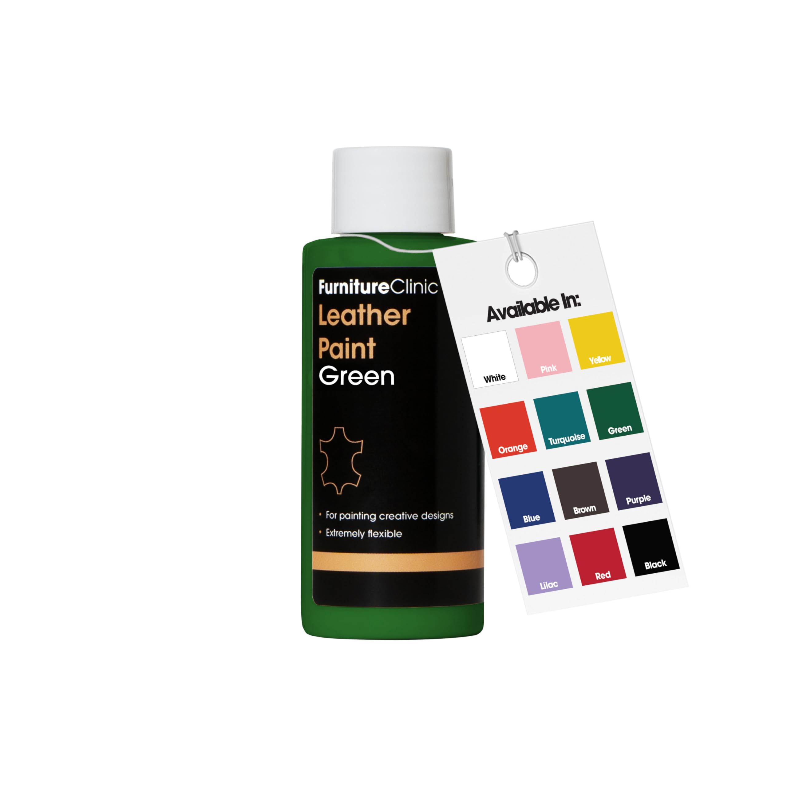 Furniture Clinic Leather Paint - for Painting All Leathers: Footwear, Handbags, Clothing, etc. Flexible and Durable (Green, 50ml)