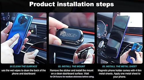 Miniatura 2 de Paquete de 2 soportes magnéticos para teléfono de automóvil, imán N52 súper fuerte, con 4 placas de metal, soporte de teléfono para teléfono