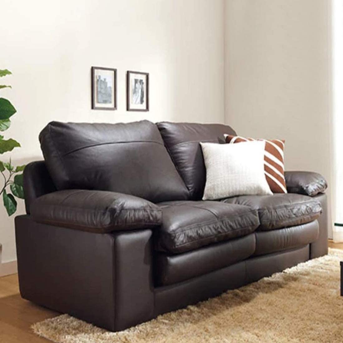 Furny - Nathan Leatherette 3 Seater Sofa Set (Brown)