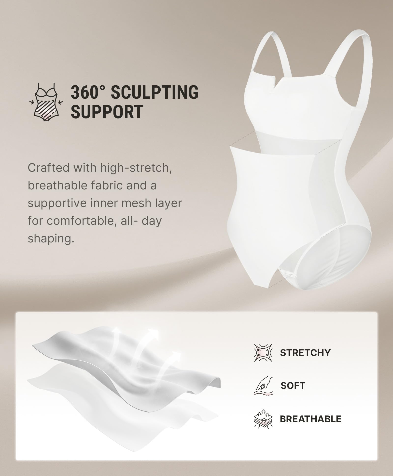 FeelinGirl Body Contenitivo Modellante Intimo Donna Col Quadrato Senza Maniche Gonna Ventre Piatto Aderente