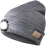 QKTYB Wireless Bluetooth Beanie Hat with Touchscreen Gloves LED Headlamp V5.0 USB Rechargeable Music Hat Washable for Men Women Running Skiing Hiking Camping Cycling Grey - Image 7