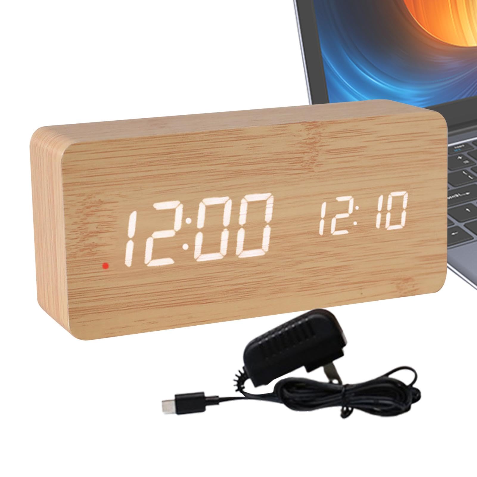 Réveil de chevet LED bois anti lumière agressive avec écran réglable
