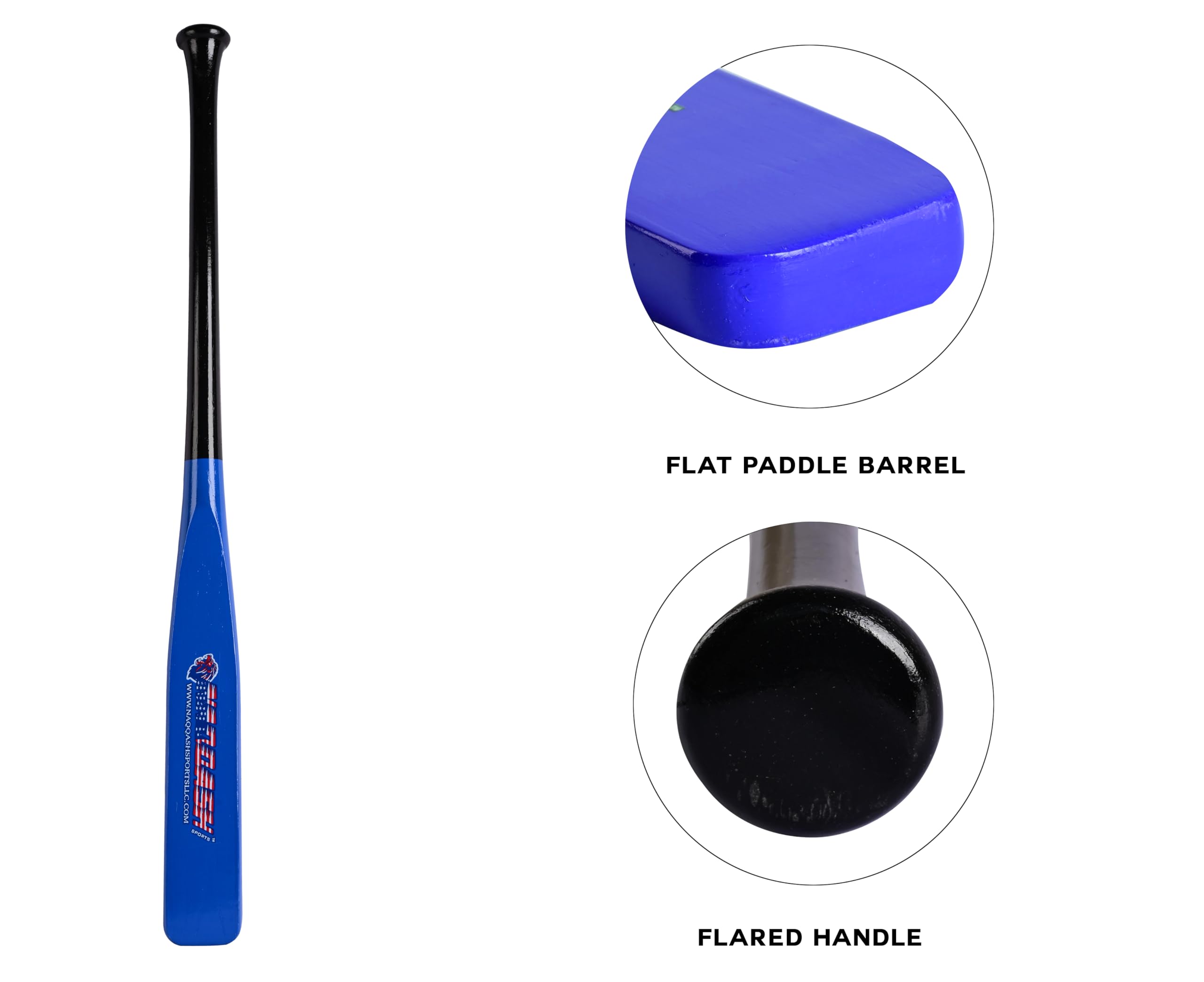Bate plano de béisbol y sóftbol de 27 pulgadas en madera de arce, 14 onzas