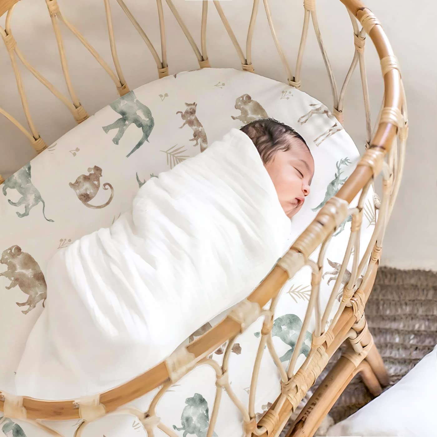 Ultra Soft Fitted Bassinet Sheets 3 Pack, Universal Fitted for.Baby Cradle Moses Basket Oval Rectangle Mattress Safe and Snug, Stylish Bassinet Mattress Sheets for Baby, Cute Animals Print - Image 5