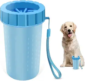 Limpador de patas de cachorro, copo de lavagem de pata de cachorro, escova de limpeza de animais de estimação portátil 2 em 1 limpador de pés para cães com pata lamacenta, limpador