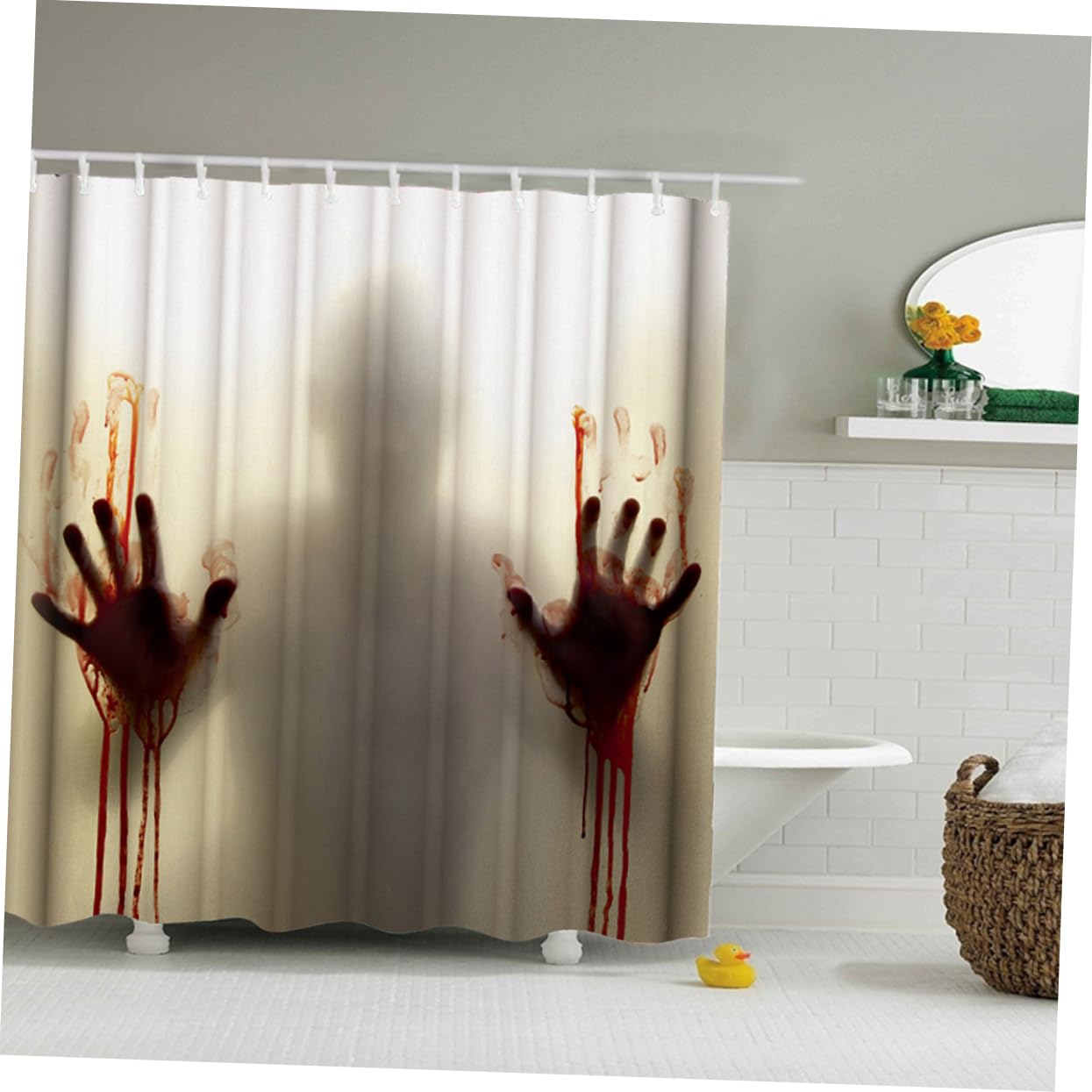 ABOOFAN 12piezas Cortina De Baño Decorativa Impresión De Halloween Ganchos para Baño Moderno y Elegante