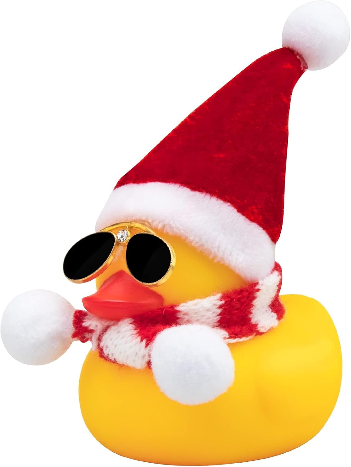 wonuu Rubber Duck Car Ornaments Yellow Duck Car Dashboard Decorations with Propeller Helmet for Christmas Decor and Home Decorations for Adults (T-Red&White)
