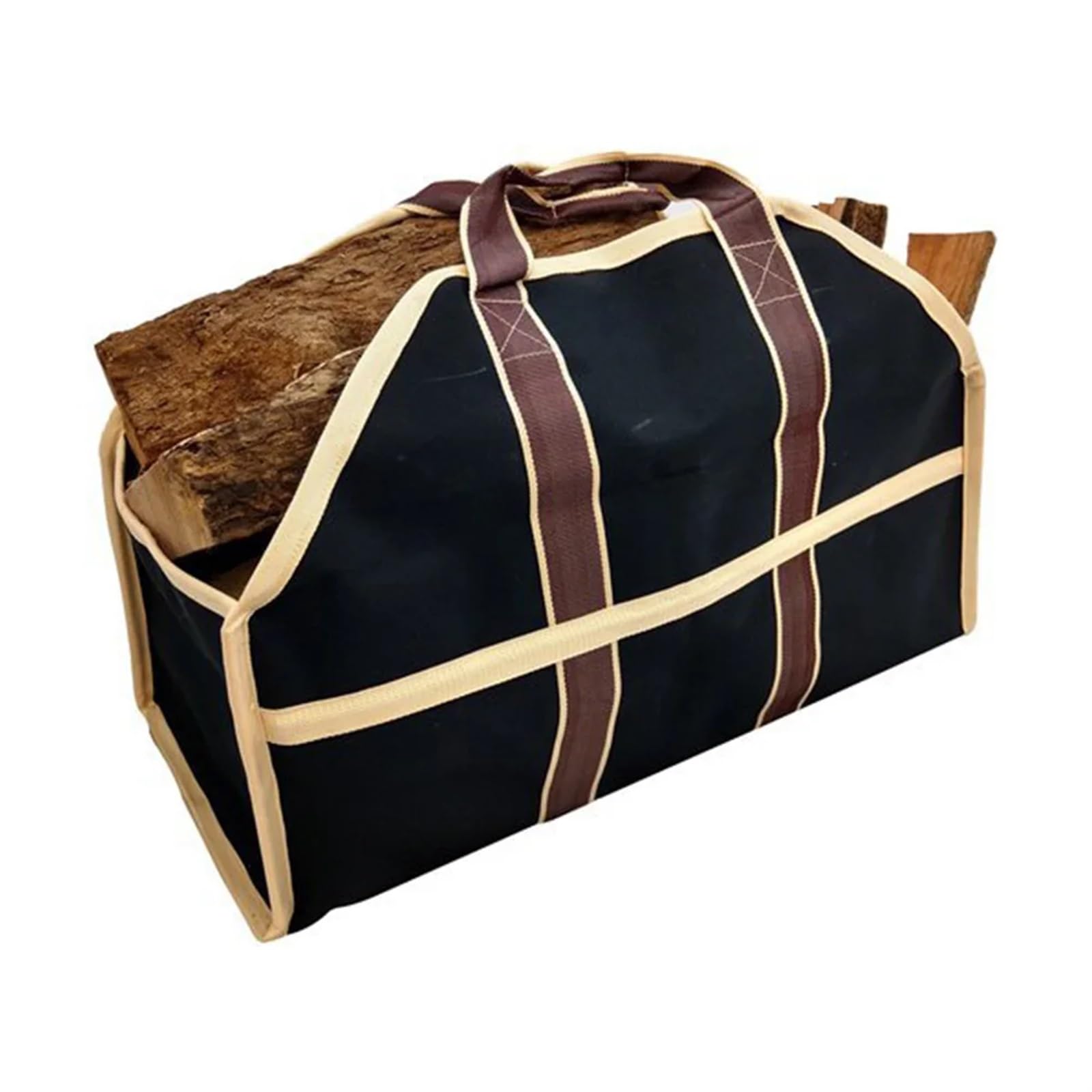 VAYEODEYU Black Portable Outdoor Firewood Storage Bag With Handle Logging Camping Pouch