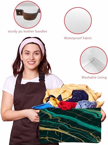 Miniatura 4 de Contenedores organizadores de almacenamiento con asas, 15 x 11 x 9.5 pulgadas, cesta de almacenamiento de tela de lona plegable de tela, moderna