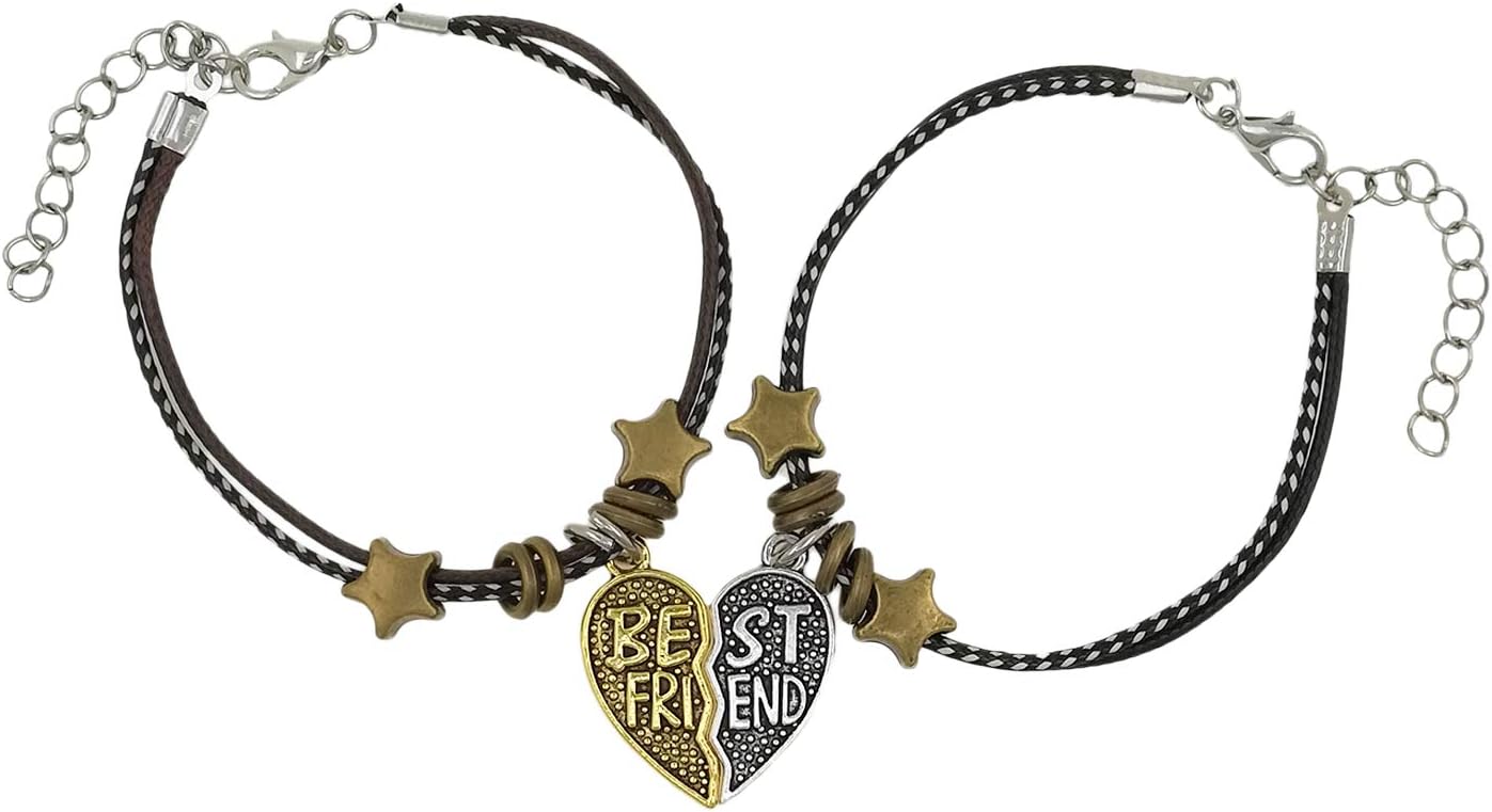 Saizen Best Friend Letter Design Leather Bracelet for Boys/Girls/Friends & Couples