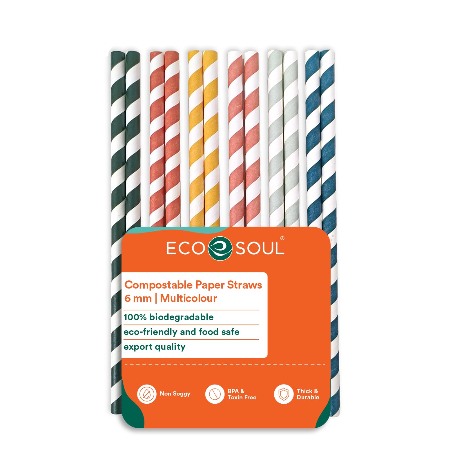 ECO SOUL Biodegradable Multicolor Paper Straws, 6 MM, 100 Count, Regular (B0DFQD8D3Z) Amazon Price History, Amazon Price Tracker