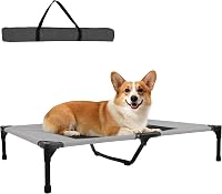 XUVIRA Raised Cooling Dog Bed for Medium & Large Dogs - Breathable Mesh Cot, Sturdy Steel Frame, Portable Indoor/Outdoor Pet Bed, Grey Medium