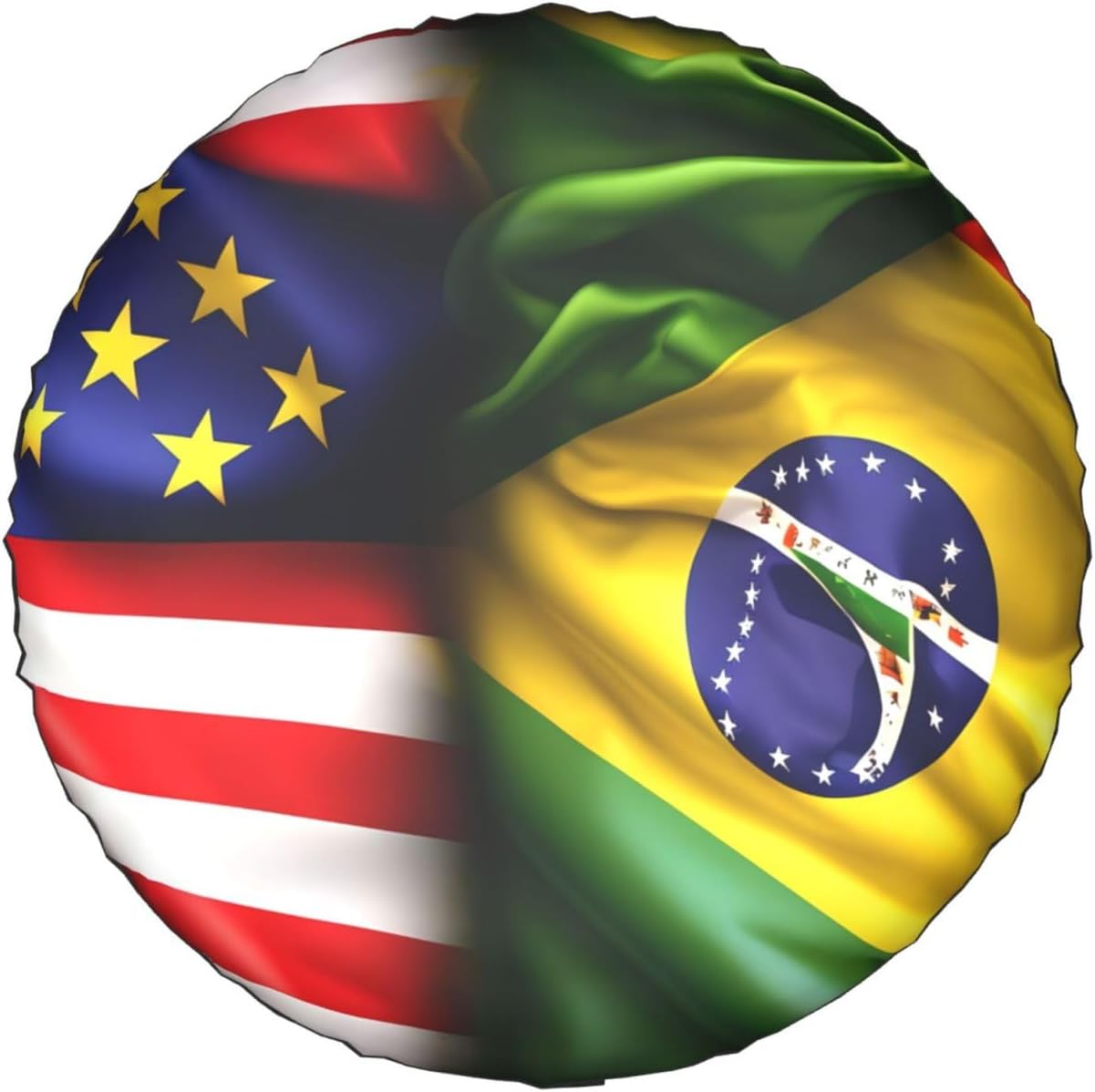 American and Brazilian Flags Print Tire Cover Universal Spare Wheel for Trailer Rv SUV Truck Camper Travel Accessories