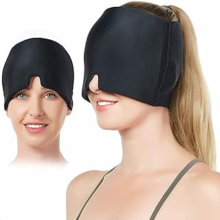 Migraine Relief Cap, Hot and Cold Therapy Headache Hat with Gel, Stretchable Snug Headache Relief Cap Therapy for Puffy Eyes, Tension, Sinus and Stress Relief
