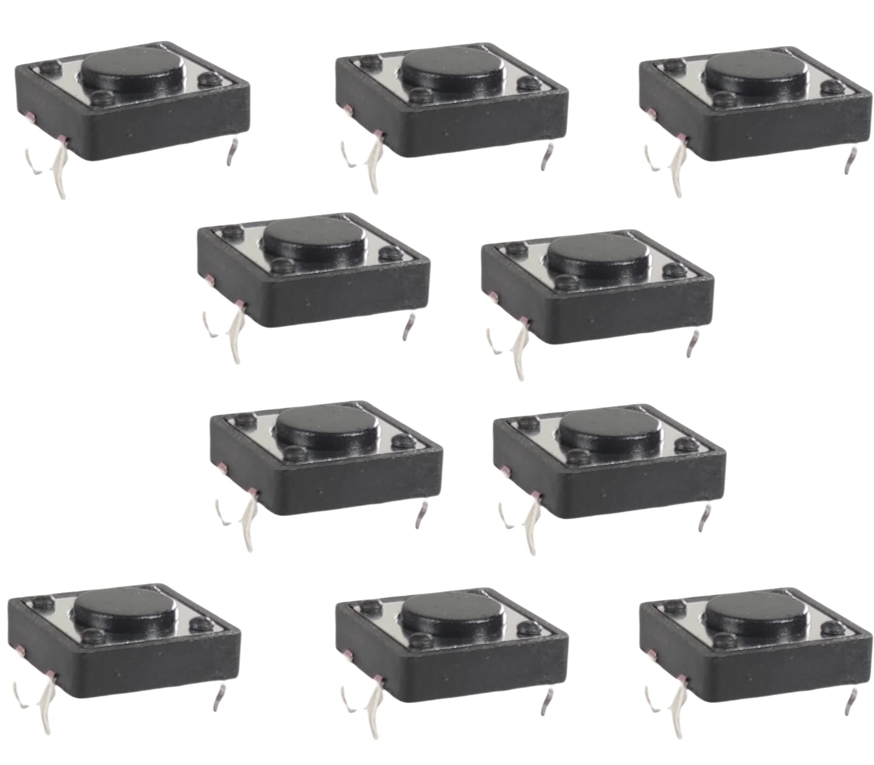 Pack of 10 12x12x6mm 4-Pin Tactile Tact Push Button Micro Switches: Direct Plug-in, Self-Reset DIP Top Coppe-picture-18