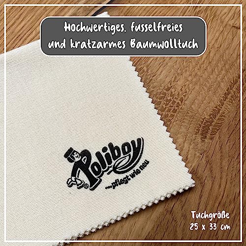POLIBOY Möbel Öl - Holzpflegemittel für unbehandelte und geölte Holzmöbel - Farbloses Holzöl zur Auffrischung und Pflege - 2x 200 ml - inkl. Baumwolltuch zur Anwendung - Made in Germany