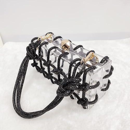 Miniatura 4 de Bolsa de acrílico transparente con diamantes de imitación de acrílico para mujer, bolso de noche con purpurina para boda, cóctel, fiesta, baile de