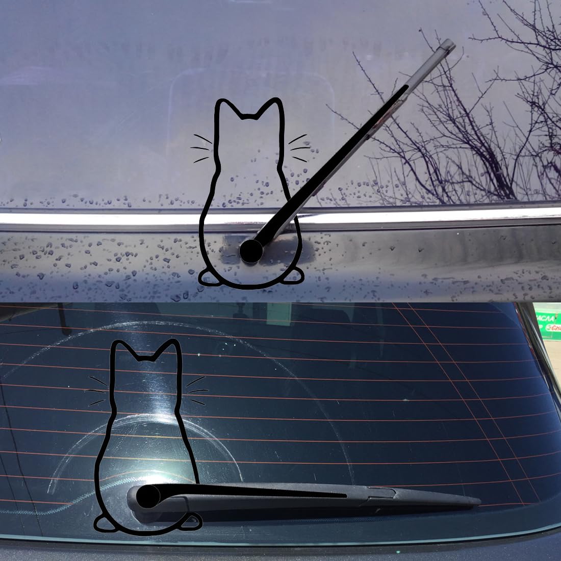 Autocollant Essuie-Glace Chat - Déco Amusante Pour Pare-Brise De Voiture, 18x11 Cm