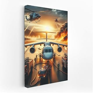 Fire Battle: Airport Firefighting Helicopters - Wall Art, Print, Painting [Poster 30x20]