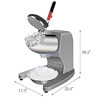 Vista 3 de Máquina eléctrica de hielo afeitado de 11 pulgadas de altura 380 W, trituradora de hielo de tres cuchillas, máquinas para hacer cono de nieve, 220