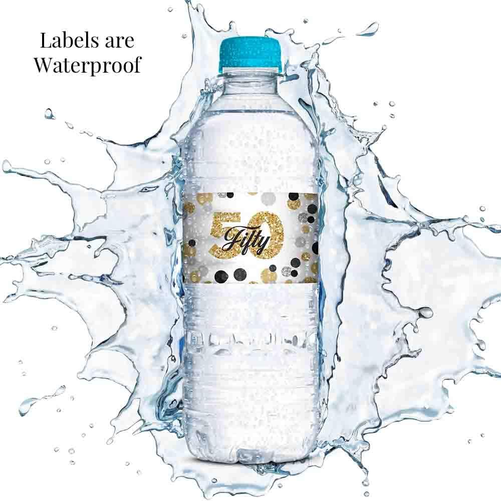 Confetti Polka Dot 50th Birthday or Anniversary Party Waterproof Water Bottle Sticker Wrappers, 20 1.75" x 8.5" Wrap Around Labels by AmandaCreation image 3
