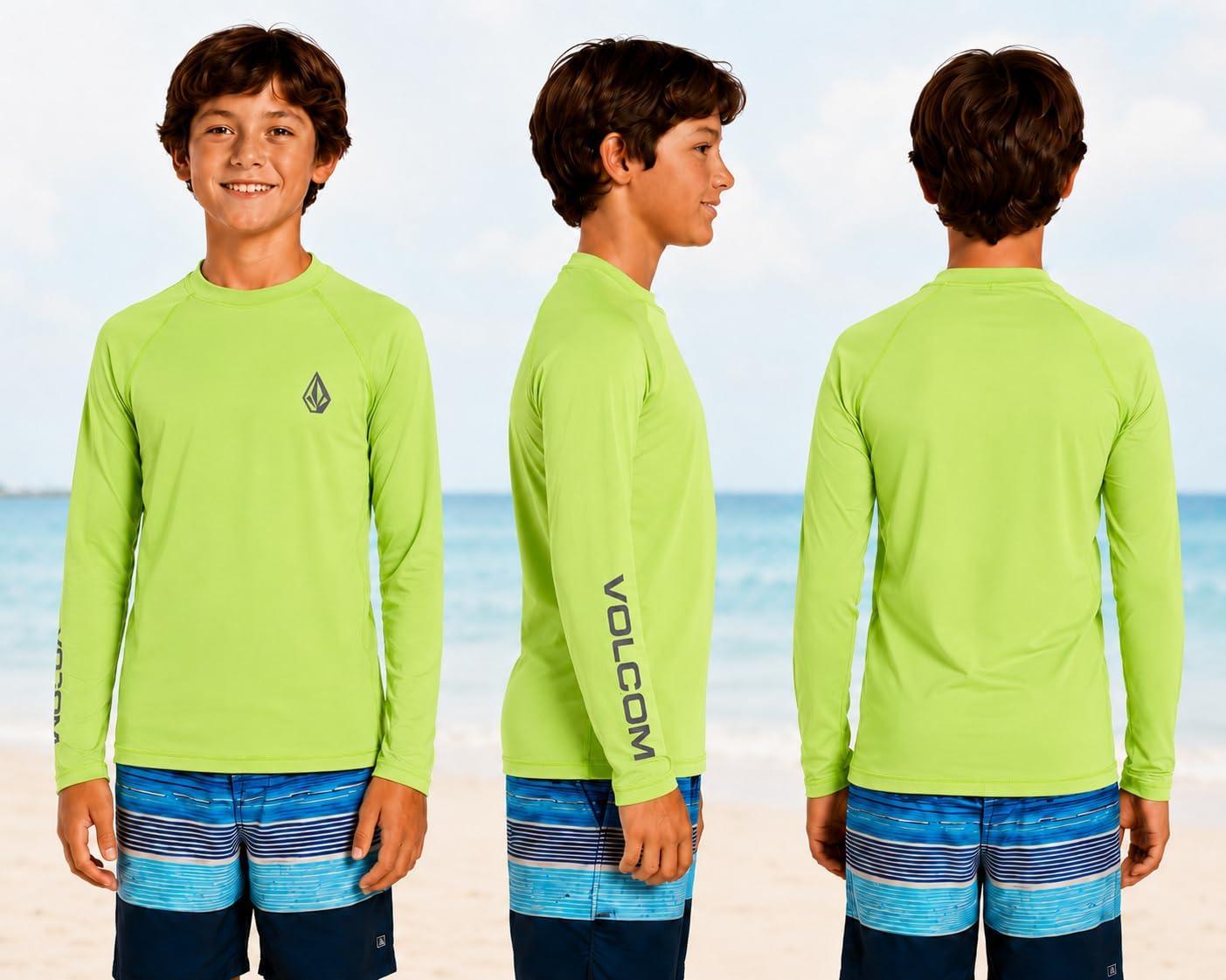 Volcom Boys Swim Shirt - UPF 50+ Long Sleeve Rash Guard for Boys - Quick Dry Kids Swimwear Sun Protection Swim Shirts