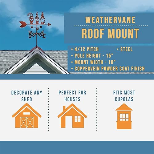 Miniatura 6 de SWEN Products Garden GNOME Veleta (montaje ajustable incluido)