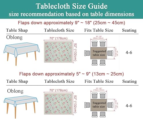 Miniatura 9 de YEESSION Mantel rectangular de poliéster con estampado floral, 52 x 70 pulgadas, resistente a las manchas e impermeable, mantel de vino para cocina,