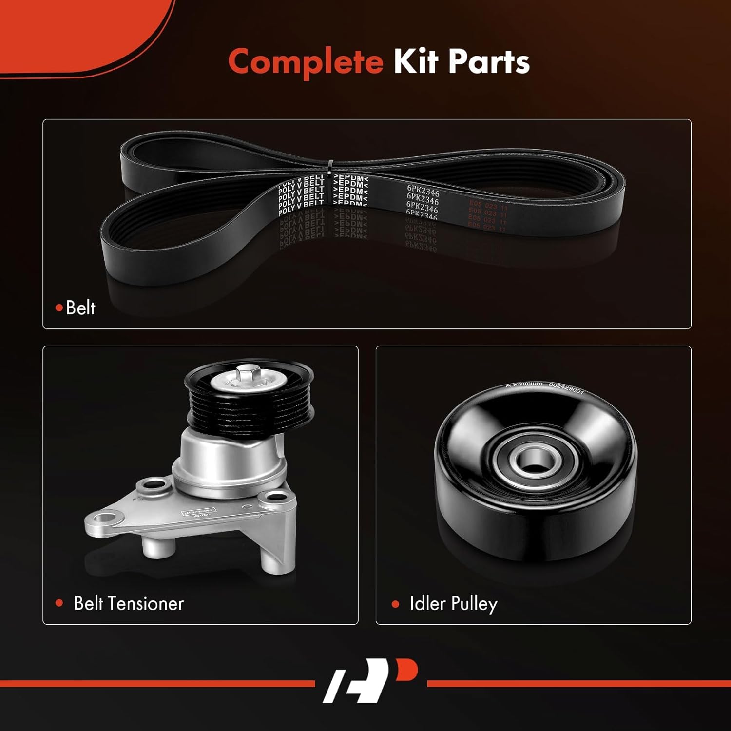 A-Premium Engine Serpentine Belt Drive Kit with Tensioner & Idler Compatible with Chevy, GMC & Cadillac Vehicles - 1999-2002 - Silverado Suburban Sierra Yukon XL 1500 2500, Tahoe, Escalade EXT & More