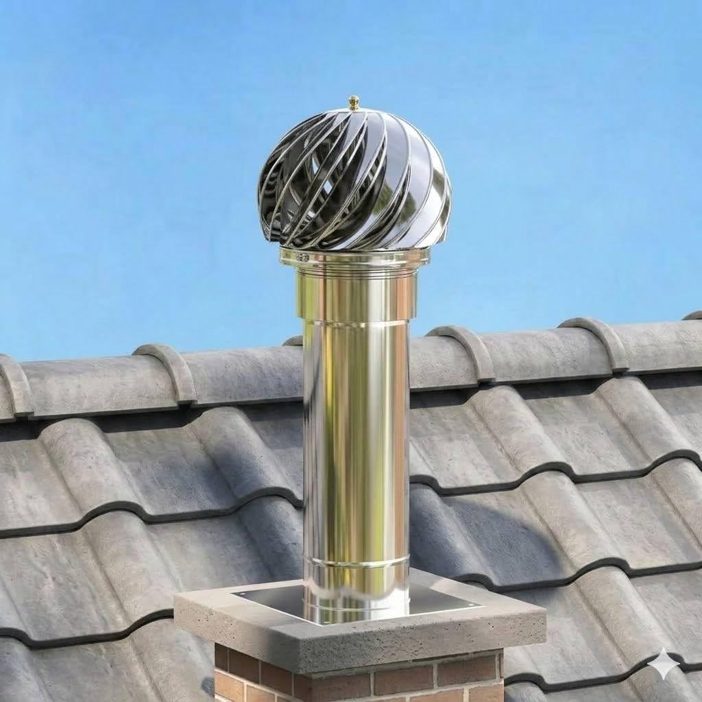 Kaminaufsatz Drehbarer Edelstahl Schornsteinabdeckung Kaminhaube Schornsteinaufsatz Lüftungsaufsatz Kamin Hut Edelstahhaube 150mm
