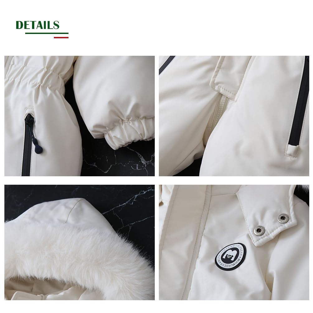 Tuta da Neve da Bambino Inverno Tuta da Sci Pagliaccetto Fodera in Pile Ragazzo Ragazza con Cappuccio Neonato Cappotto Vestiti Cerniera Antivento