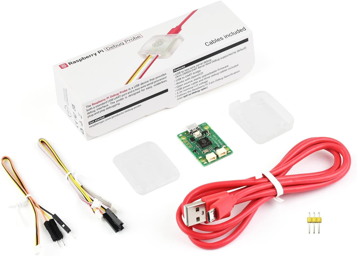 Waveshare USB Debug Probe Package Compatible with Raspberry Pi Pico, Hardware Debug Kit Designed for Pico, Based On RP2040 Microcontroller, with Transparent Plastic Case, with Pinheader