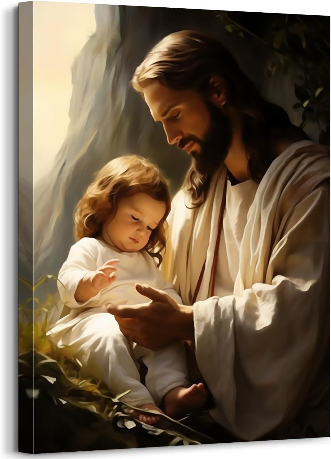 GLOKAKA Jesus Canvas Wall Art Christian Wall Decor Jesus and Baby Print Picture Child of God Poster God Lord Painting Religious Bible Picture for Living Room Church Decor